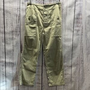 Current Elliott Light Green Button Fly Crop Cargo Pants With Button Ankle Tabs